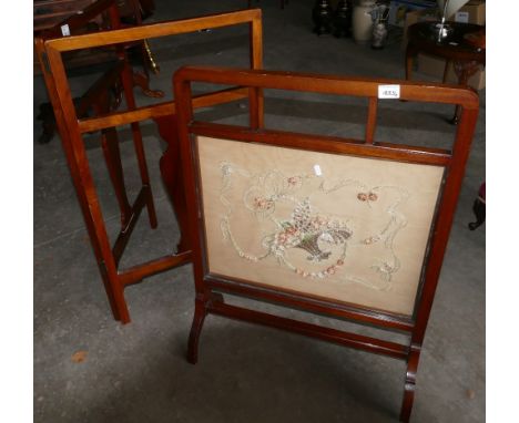 Mahogany Victorian Fire Screen: together with similar item(2)