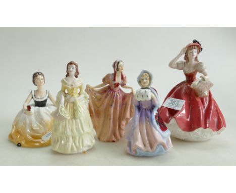 A Group of ceramic lady figures from: Paragon, Francesca, Coalport etc( damages noted ) (5)