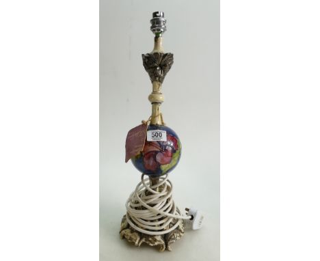Unusual Moorcroft Lamp Base: wear &amp; paint lose showing to plastic area's