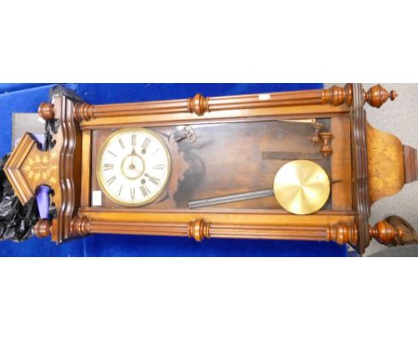 Inlaid Mahogany Vienna Wall Clock: in need of repair
