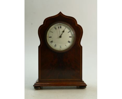 Mahogany Edwardian Mantle Clock with French movement: Mahogany Edwardian mantle clock with French movement, winds ticks &amp;