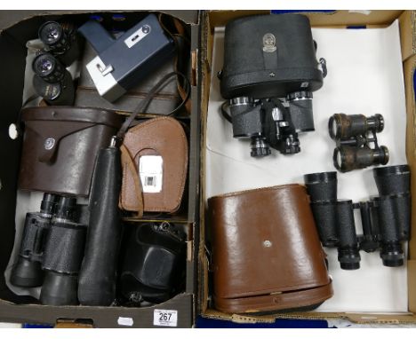 A large collection of optical items to include: Omega , Chinon, Enbeeco, Greenkat binoculars together with Olympus &amp; Koda