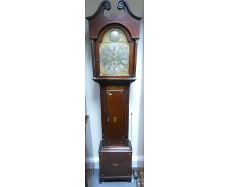 Mahogany brass dial Longcase clock Somerell Glasgow: Mahogany brass dial Longcase clock signed in the arch Somerell Glasgow. 