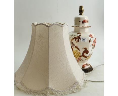 Masosn Brown Velvet patterned large lamp base: with shade, height to fitting 40cm