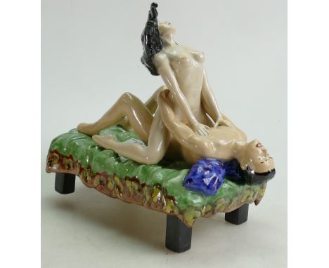 Kevin Francis erotic figure Sexual Passion: in green,blue, yellow &amp; red  colourway with yellow, marked Artists proof by M