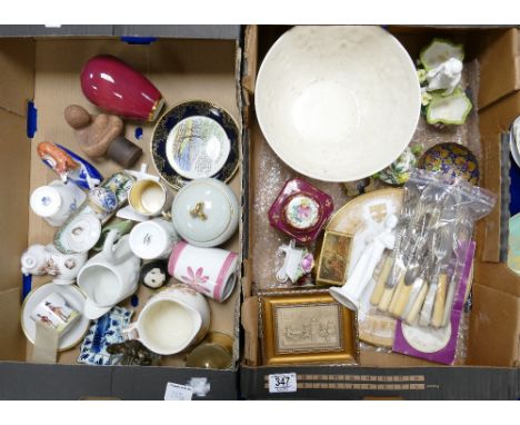 A mixed collection of items to include: large Spode Belamoure design fruit bowl, decorative similar miniature items, Silver a