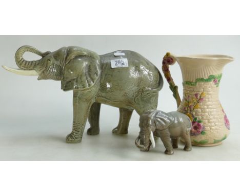 A mixed collection of items to include: large un branded ceramic figure of Elephant, similar smaller item &amp; Arthur Woods 
