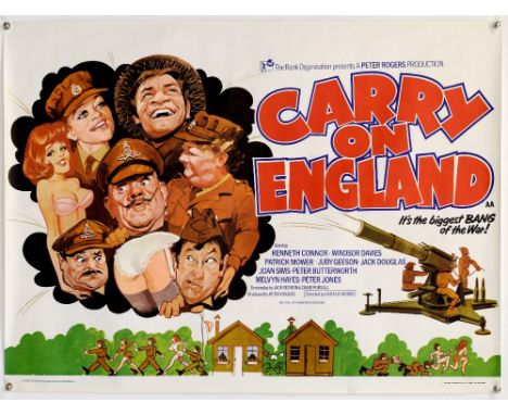 Carry On England (1976) British Quad film poster, comedy starring Kenneth Connor, art by Arnaldo Putzu, rolled, 30 x 40 inche