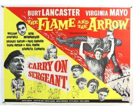 Carry On Sergeant / The Flame and The Arrow and Carry On Nurse / School For Scoundrels - Two British Quad double bill film po