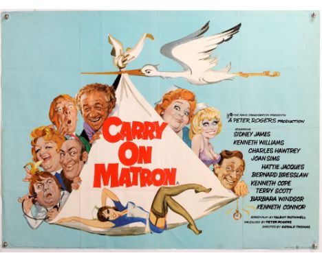 Carry On Matron (1972) British Quad film poster, comedy directed by Gerald Thomas, art by Arnaldo Putzu, folded, 30 x 40 inch