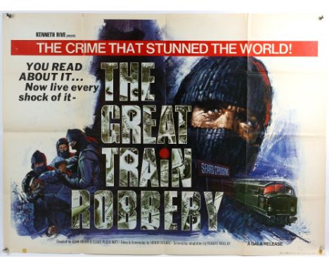 30+ British Quad film posters including The Great Train Robbery, The Five Man Army, The Devil's Plaything, Reptilicus, Arrow 