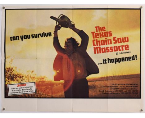 The Texas Chainsaw Massacre (1976) British Quad film poster, 'London' version starring Leatherface, folded, 30 x 40 inchesPro
