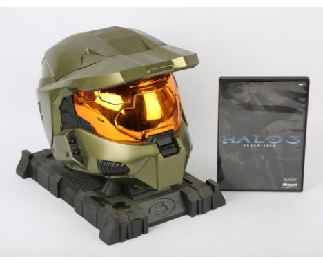 Halo 3 - Legendary Edition. This lot features the Halo 3 Legendary edition that comes with the life-size Master Chief helmet.