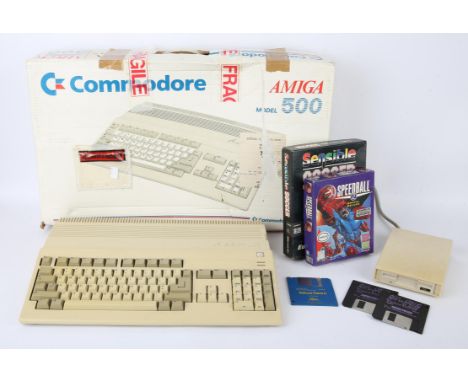Commodore Amiga 500. This item is missing the power power pack but comes in its original box. Comes with  Sensible Soccer (Bo