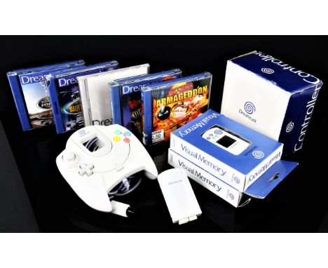 Sega Dreamcast Accessories & Games Bundle. This lot contains the following: A boxed official Sega Dreamcast controller.  2 bo