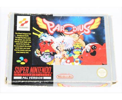 Parodius - SNES - Boxed.This lot contain the Super Nintendo PAL release of Parodius. The item comes in its original box with 