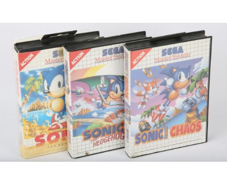 Sonic 1, 2 & Sonic Chaos - Sega Master System - Boxed. This lot contains the three mainline Sonic games released for the Sega