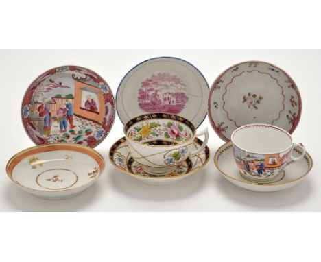 'New Hall' breakfast ware, comprising: six saucers, pattern no's. 167, 280, 173, U659, 1066 and 1944; two breakfast cups to m