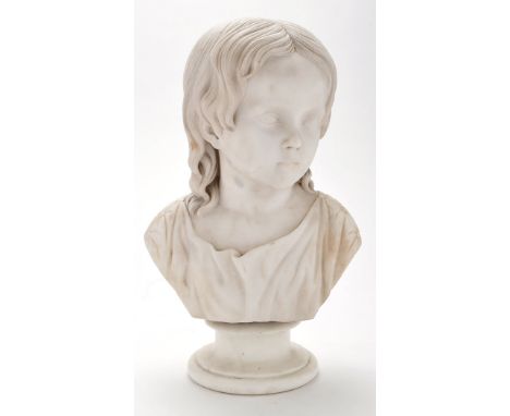 Sir John Steell, RSA (1804-1891): a carved marble bust portrait of a child, on socle base, 16in. (41cms) high.
See illustrati