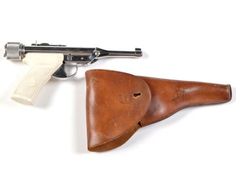 A Hy-Score model 700 .177cal. air pistol, the chrome plated body fitted plastic grip, 11in. overall length, together with ori