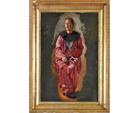 Romeo Parmeggiani
(b.1930-)
A FULL-LENGTH PORTRAIT OF A PIERROT
signed and dated '63
oil on canvas
75 x 48cms; 29 1/2 x 19in.