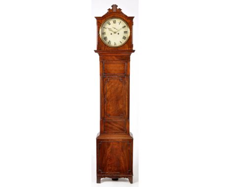 A 19th Century mahogany drum head longcase clock, with circular roman dial, subsidiary seconds dial, two train movement with 