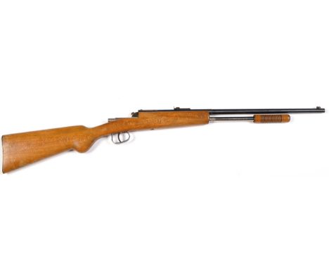 An 'Excellent - Gevaret', Model CII .22 cal. multi stroke pump action pneumatic air gun with chromed swing breech, lightwood 