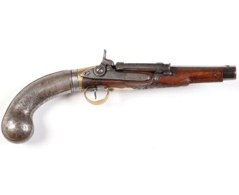 A Girondoni style .42R air pistol, by Echad, 19th Century, with repeating grip flask action, the hexagonal barrel inscribed E