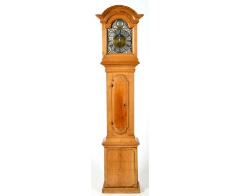 Joseph Grusell, Stiernsund: an 18th Century Swedish pine longcase timepiece with alarm, the inner alarm dial, with outer pewt