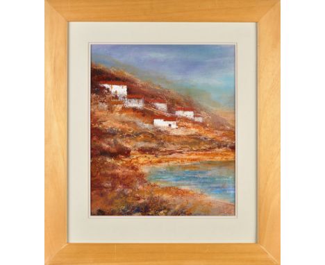 20th Century British School
"CONTINENTAL LANDSCAPE WITH WHITEWASHED HOUSES"
indistinctly signed, G* K* H*; indistinctly signe