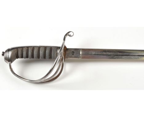 An early 20th Century Volunteer Artillery officer's 1821 pattern sword, the 32in. (82cms)blade etched with scrolls around can