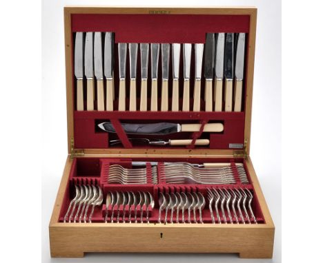 An Elizabeth II flatware and cutlery service, by Elkington & Co. Ltd., Birmingham 1960 and 1961, Kings pattern with diamond h