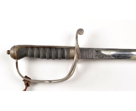 A George V 1821 pattern Royal Artillery officer's sword, by J.G. Plumb, 117 Victoria Street, Westminster, the 34in. (86cms) d