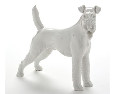 Third Reich Allach porcelain figure of a fox terrier, after a model by Theodor Karner, standing square with tail raised and h