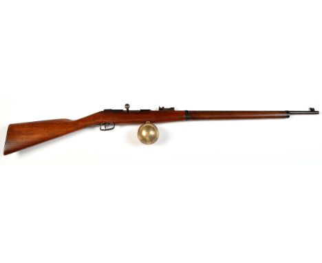 A Damon Mauser Action .22 cal. ball reservoir bolt action rifle with adjustable rear sight, heavy brass reservoir under, part