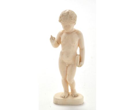 Attributed to Ferdinand Preiss (German 1882-1943): a model of a nude boy holding a book, standing on oval plinth, c.1930's, 4