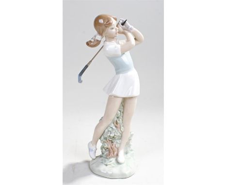 Nao porcelain gold figure, of a lady, 24cm high