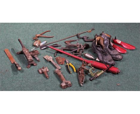 Box of agricultural tools, to include sheep sheers, cramps, boots, etc, (qty)