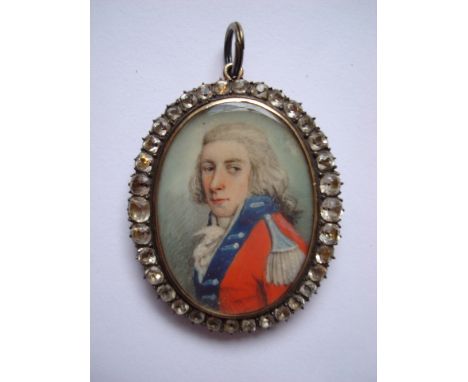 Late 18th century British School. 
Miniature portrait of an officer, probably a relative or member of the Lambert family of W