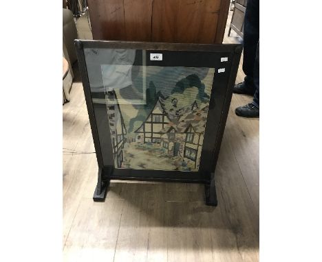 VINTAGE EMBROIDERED FIRE SCREEN