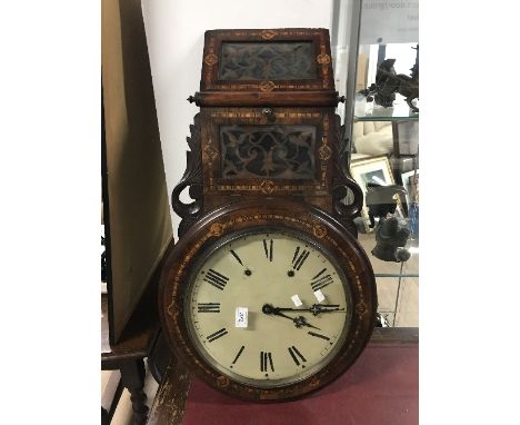 VICTORIAN LARGE WALL CLOCK WITH KEY & PENDULUM