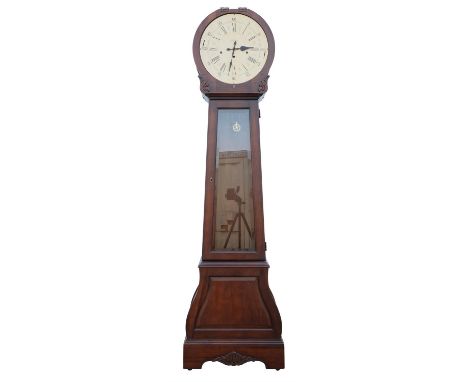 A Victorian style Howard Miller mahogany longcase clock, the 15in simulated enamel dial with the maker's name, the trunk tape