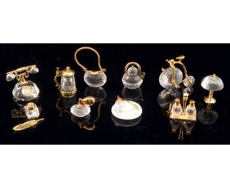 Swarovski Crystal; ten Swarovski crystal ornaments, Crystal Memories,  comprising, Penny Farthing, No. 180578 , Tea set, No. 