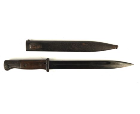 WWII K98  bayonet Durkopp 3125 with matching metal scabbard, blade with original blueing. 