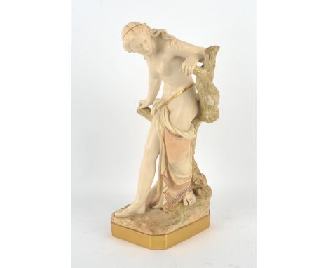 An early 20th century, Royal Worcester blush ivory porcelain figure 'The Bather Surprised', after Sir Thomas Brock, modelled 