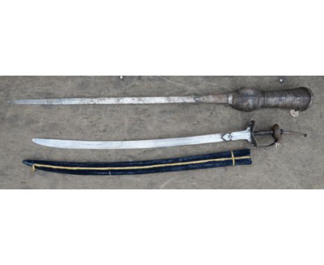 Indian Patta Gauntlet sword, 96cm blade and a Tulwar with 93cm blade Note: You must be over 18 to purchase this item. Collect