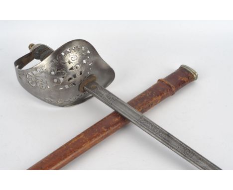 George V 1897 Pattern Infantry Officer's Sword, the 82cm fullered steel blade etched with crowned Royal cypher, the steel hil