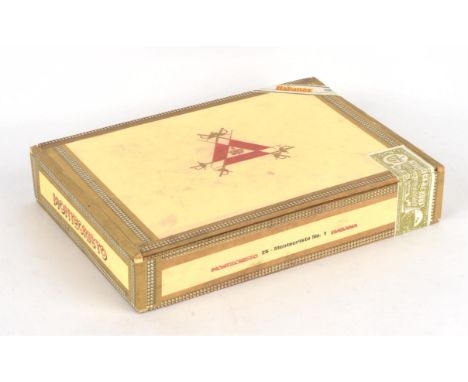 A box of 25 vintage Montecristo No 1 Cuban cigars. 