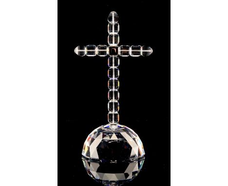 Swarovski Crystal; two Swarovski crystal ornaments comprising ; Cross of Light No 285865 and  Father Christmas No 5003052, wi