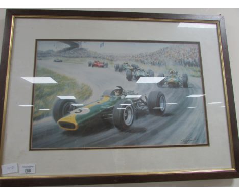 framed racing print signed 'Tony Smith'